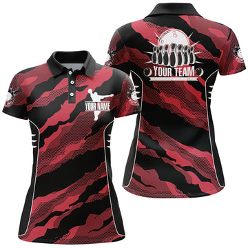 Red Camo Women's Bowling Polo Shirt B251
