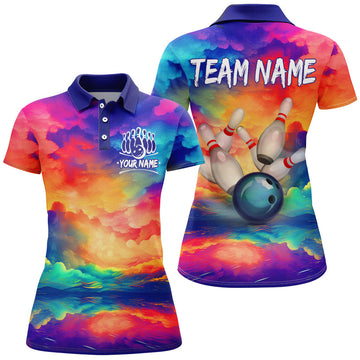 Personalised Rainbow Bowling Polo Shirt for Women B254