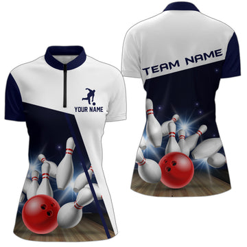 Navy Women's 3D Bowling Quarter-Zip Jersey B283