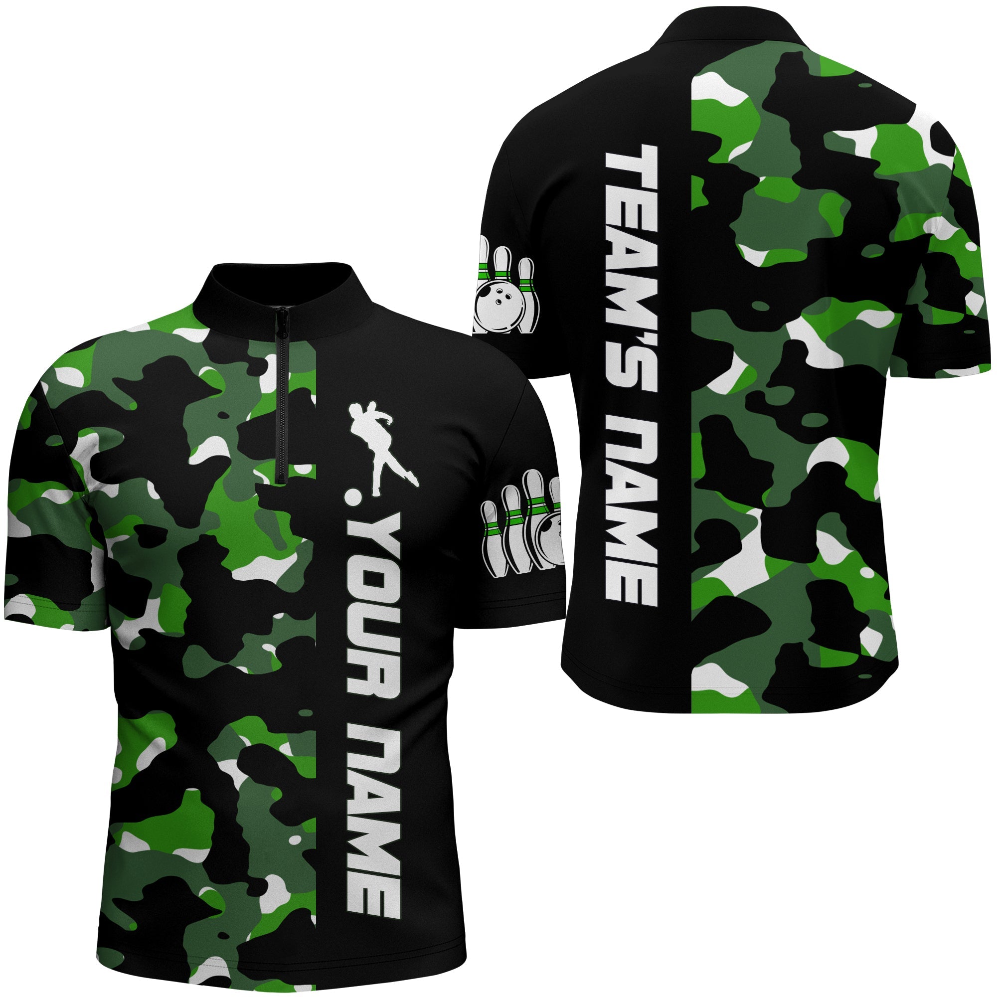 Camo Bowling Quarter-Zip Shirt for Men & Women B446