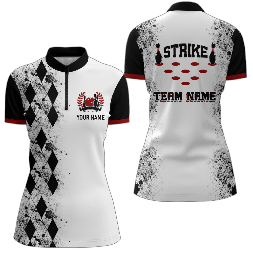 Women's White Bowling Quarter-Zip Jersey B256