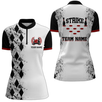 Women's White Bowling Quarter-Zip Jersey B256
