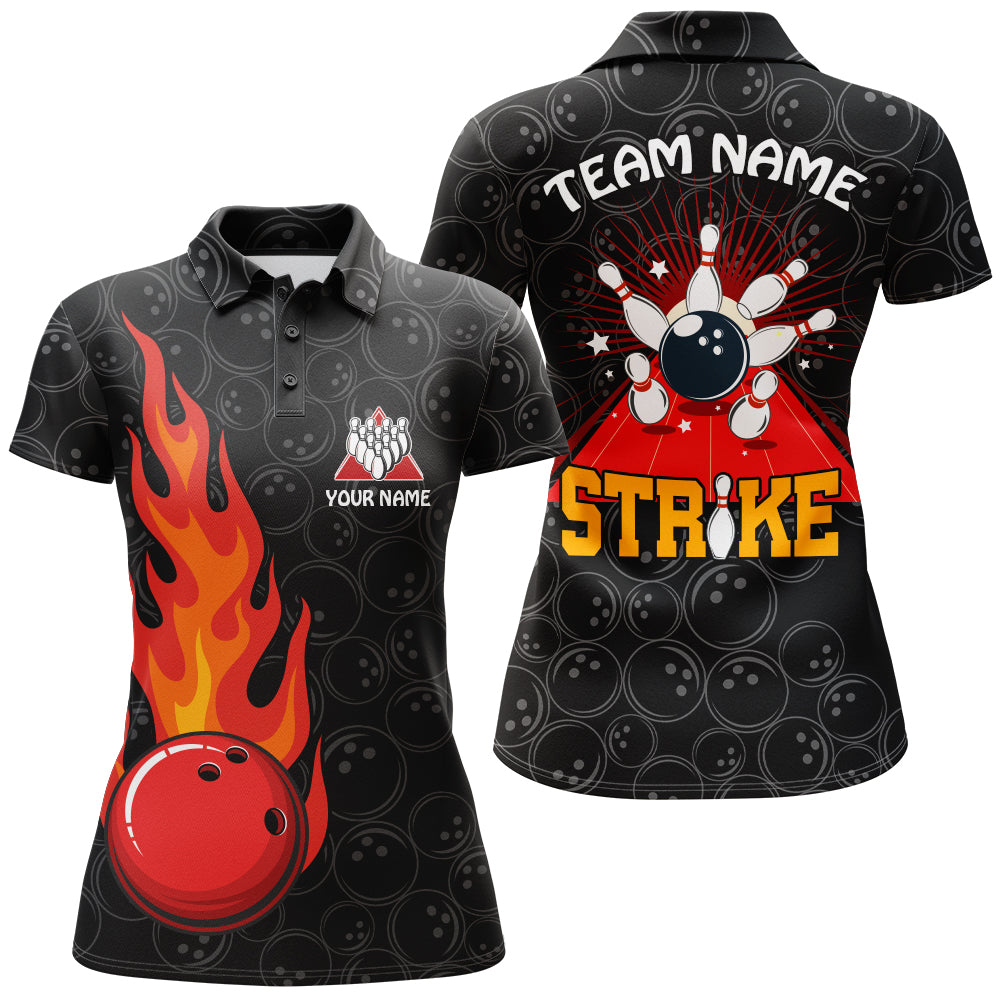 Women's Black Bowling Polo Shirt B257