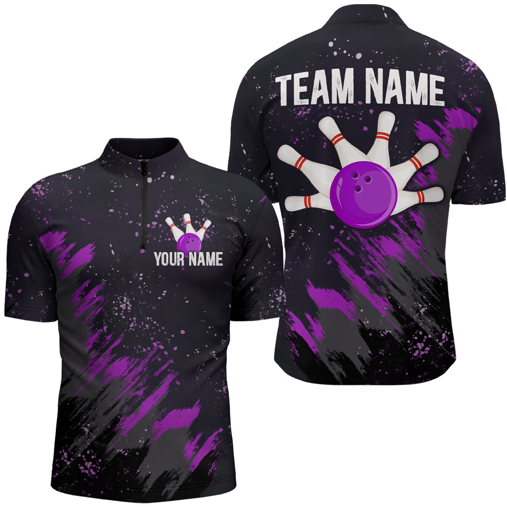 Custom Purple Bowling Jersey 1/4 Zip for Men & Women B486