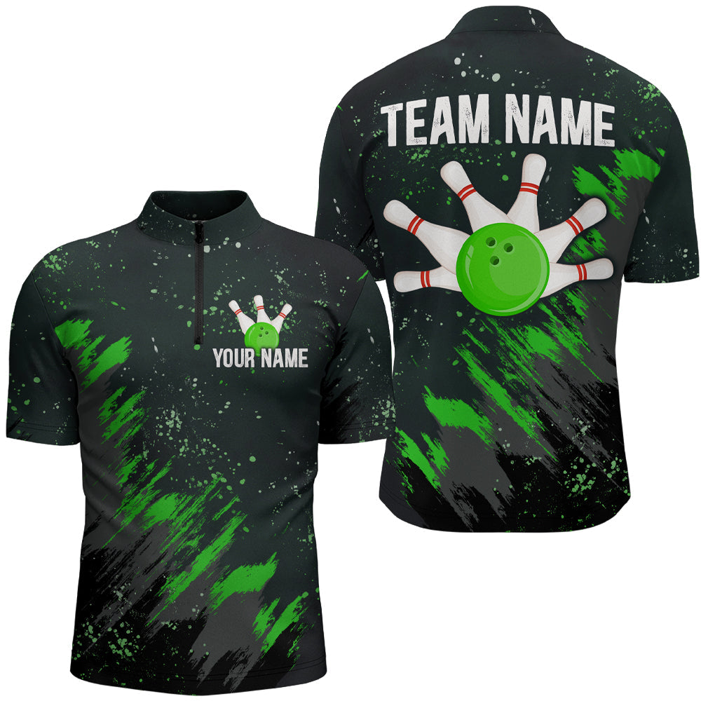 Custom Green Bowling Jersey 1/4 Zip for Men & Women B486
