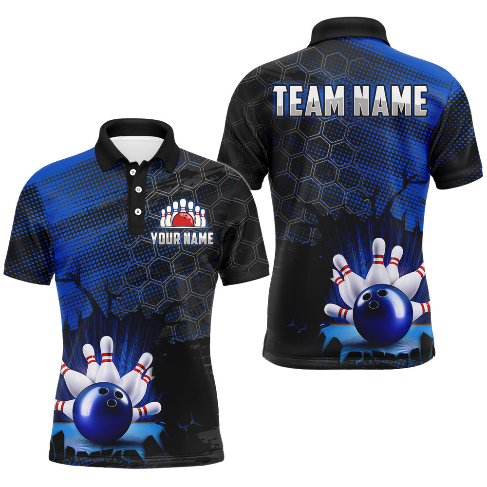 Custom Blue Bowling Polo Shirt for Unisex Team Jersey B533