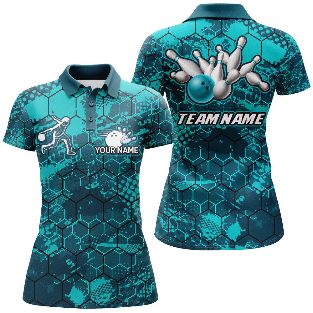 Turquoise Women's Bowling Polo Shirt B255