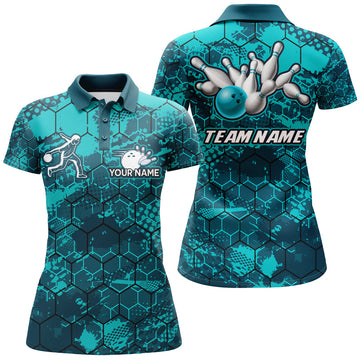 Turquoise Women's Bowling Polo Shirt B255