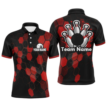 Men's Custom Black & Red Bowling Jersey B315