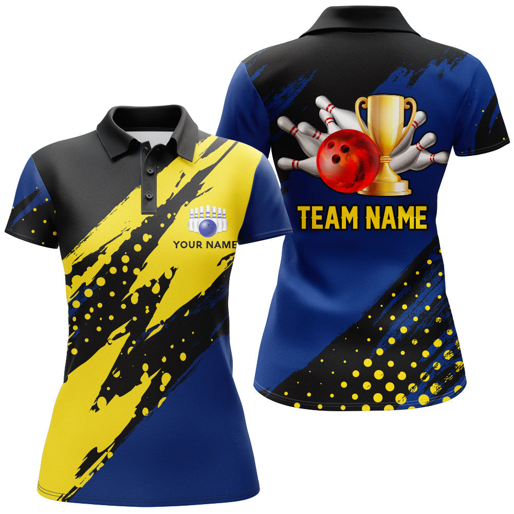 Women's Black & Blue Bowling Polo Shirt B153