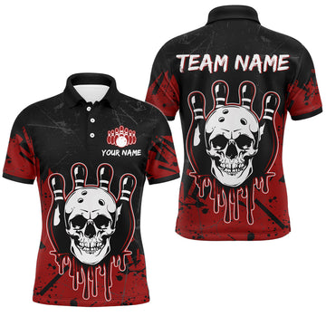 Red Skull Halloween Bowling Polo Shirt for Men & Women B552