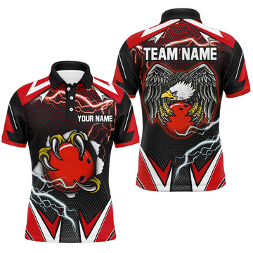 Red Custom Eagle Bowling Polo Shirts for Men & Women B468