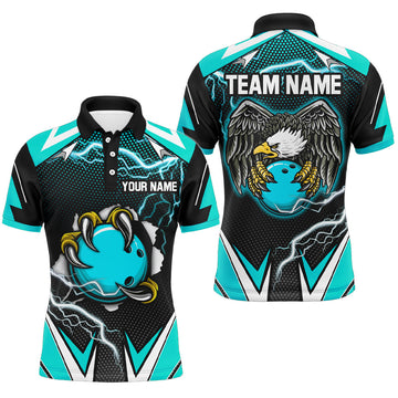 Custom Eagle Bowling Polo Shirts for Men & Women - Turquoise B468