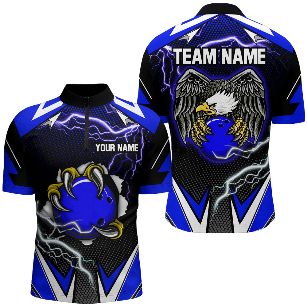 Custom Blue Eagle Bowling Quarter Zip Shirts for Men & Women B468