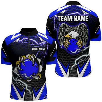 Custom Blue Eagle Bowling Quarter Zip Shirts for Men & Women B468