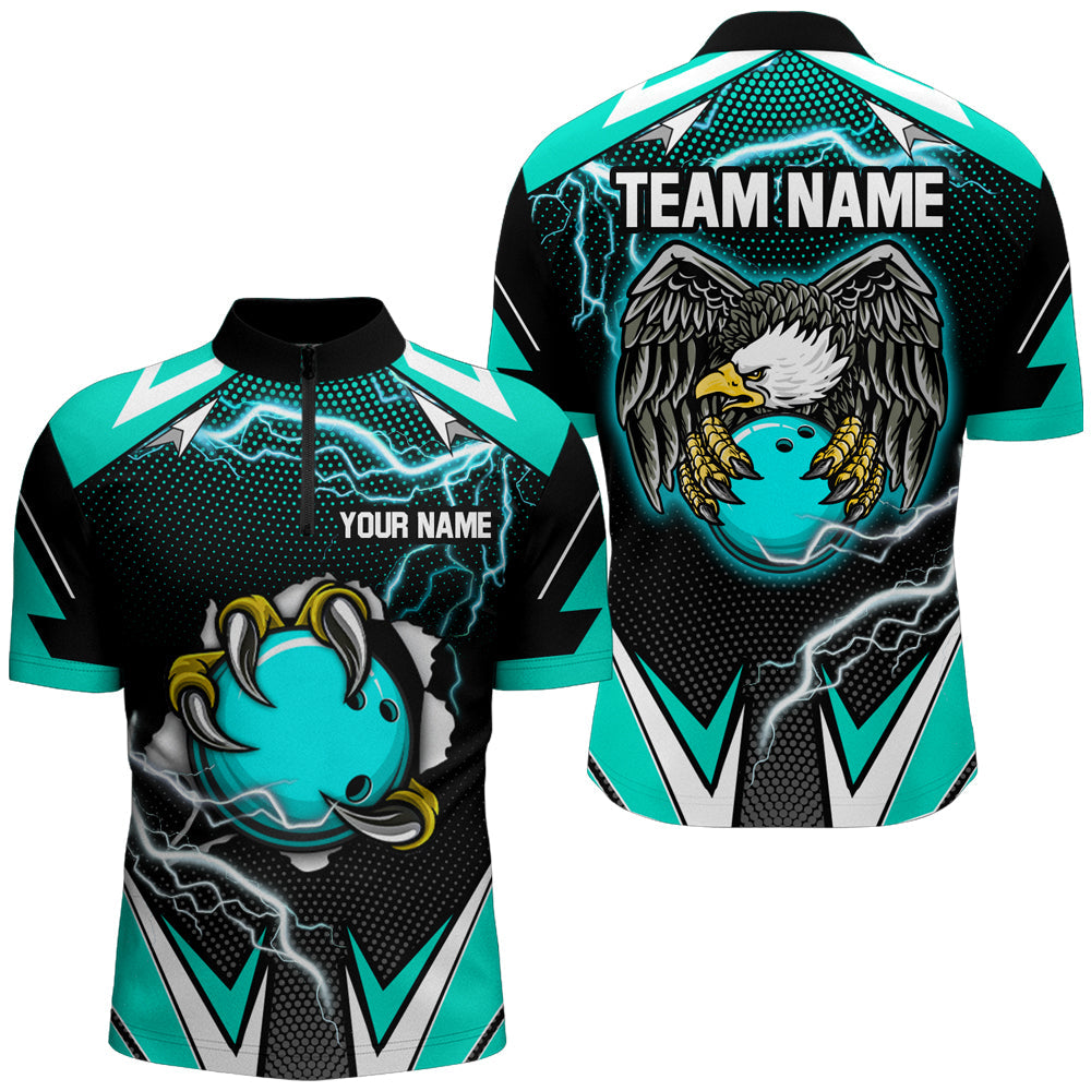 Custom Eagle Bowling 1/4 Zip Jerseys for Men & Women - Turquoise B468