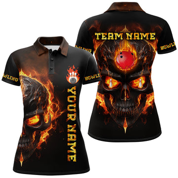 Women's Flame Bowling Team Polo Shirt B333