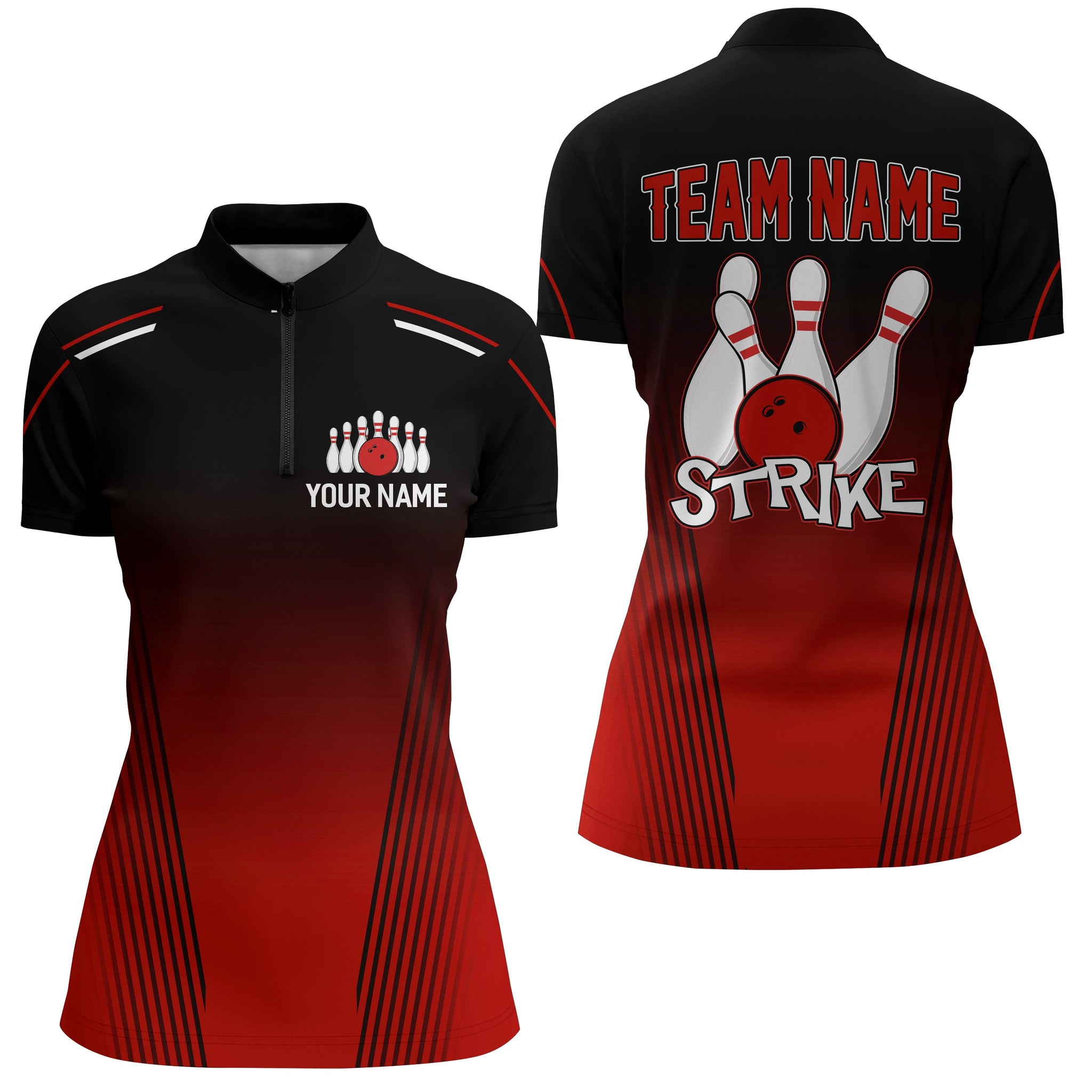 Women's Custom Bowling Quarter-Zip Shirt B346