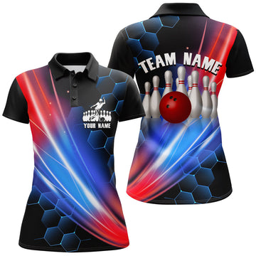 Women's Custom Black Bowling Polo Shirt B64