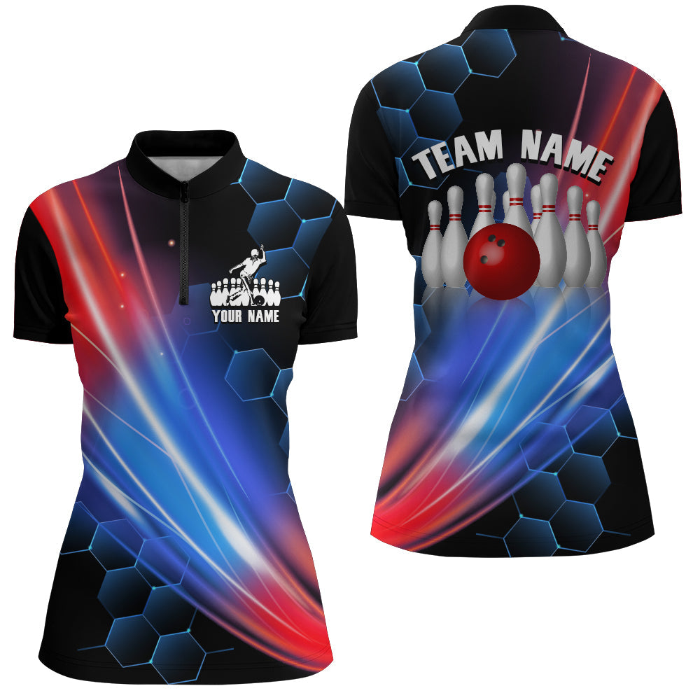Women's Black Bowling 1/4 Zip Team Jersey B63