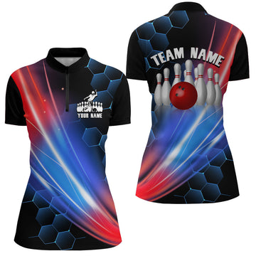Women's Black Bowling 1/4 Zip Team Jersey B63
