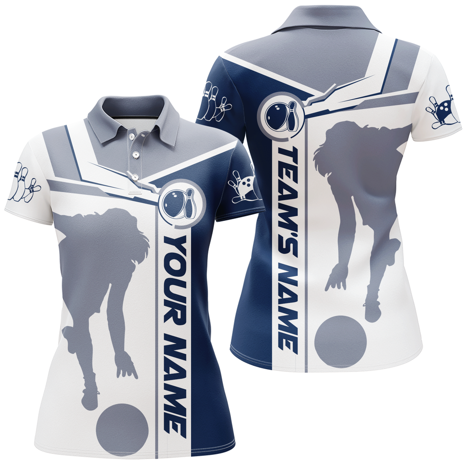 Women's Navy Bowling Polo Shirt B281