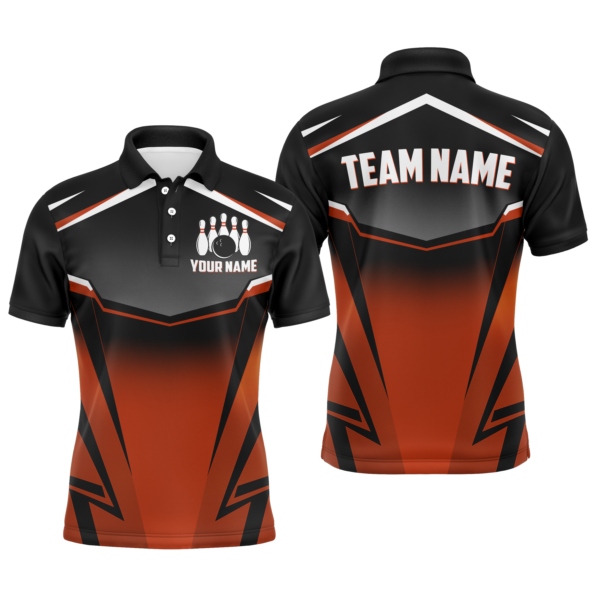 Unisex Orange Bowling Team Polo Shirt B530