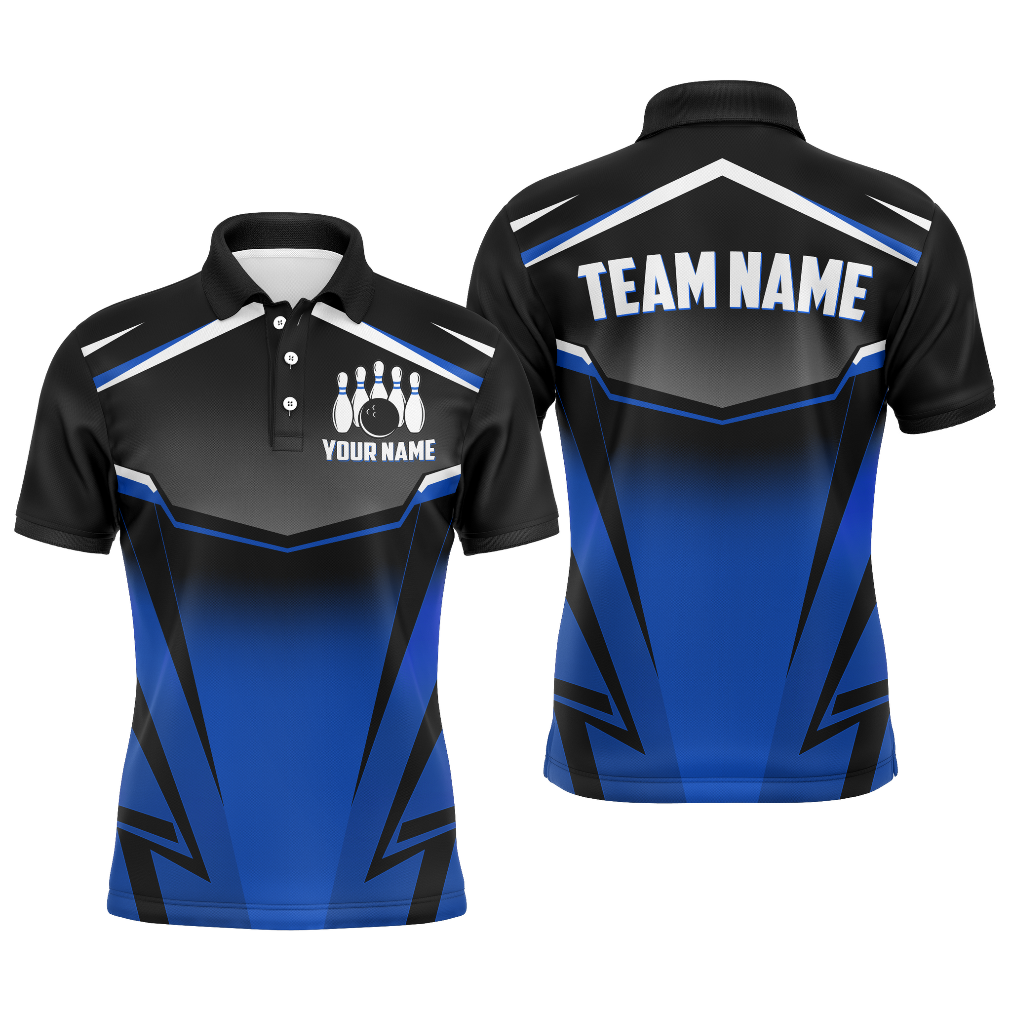 Unisex Blue Bowling Team Polo Shirt B530