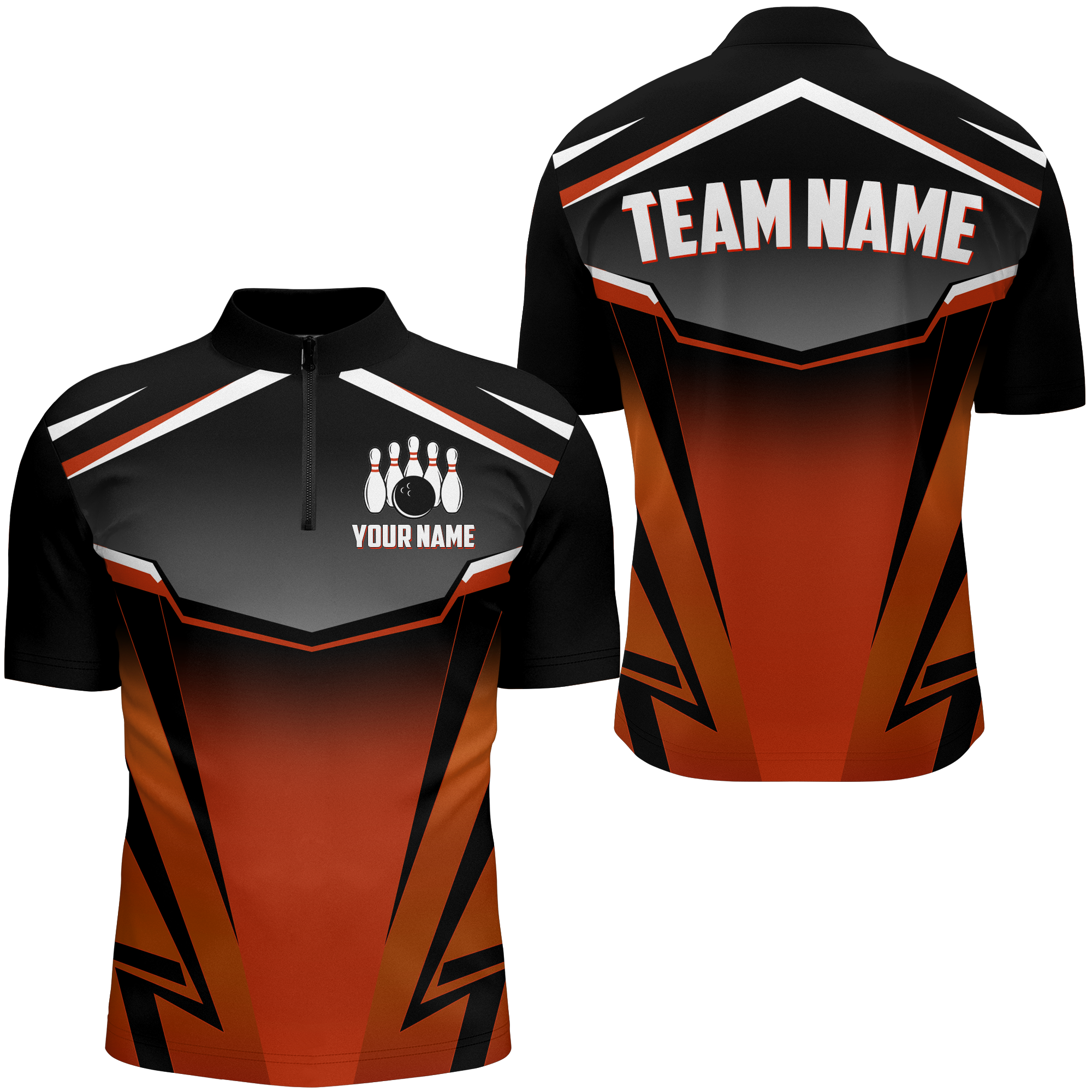 Orange Unisex Bowling Team 1/4 Zip Jersey B530