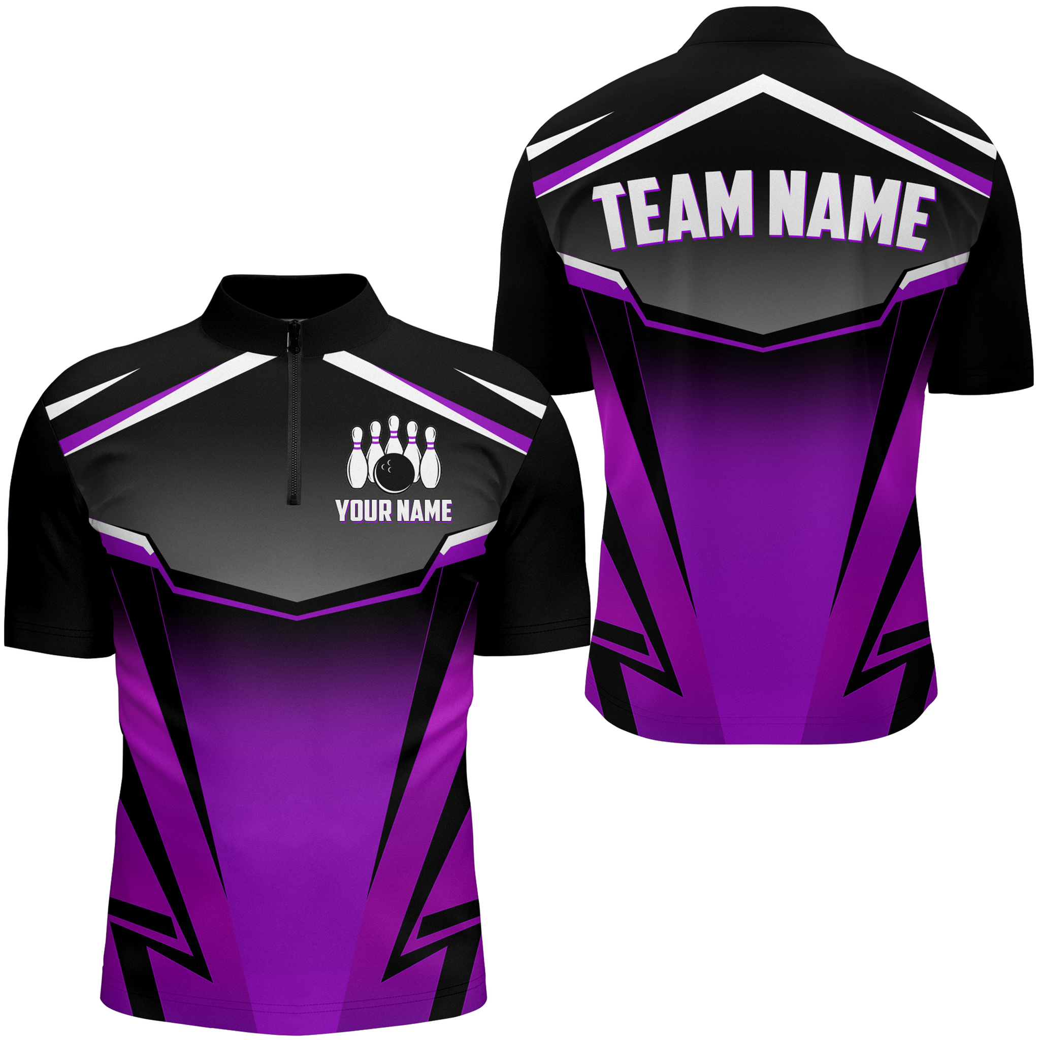 Unisex Purple Bowling Team 1/4 Zip Jersey B530