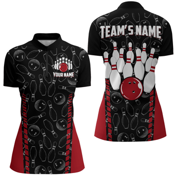 Women's Custom Bowling Quarter-Zip Jersey with Seamless Pattern B302