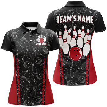 Women's Custom Bowling Polo Shirt - Seamless Pattern B302