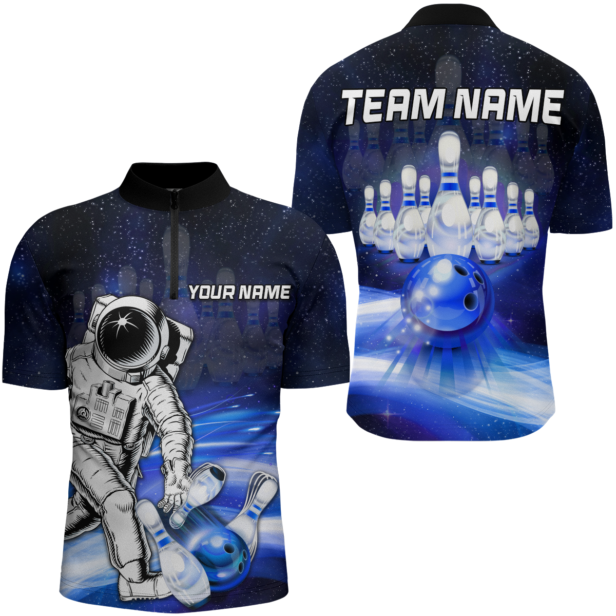 Astronaut Blue Unisex Bowling Team Quarter-Zip Shirt B532