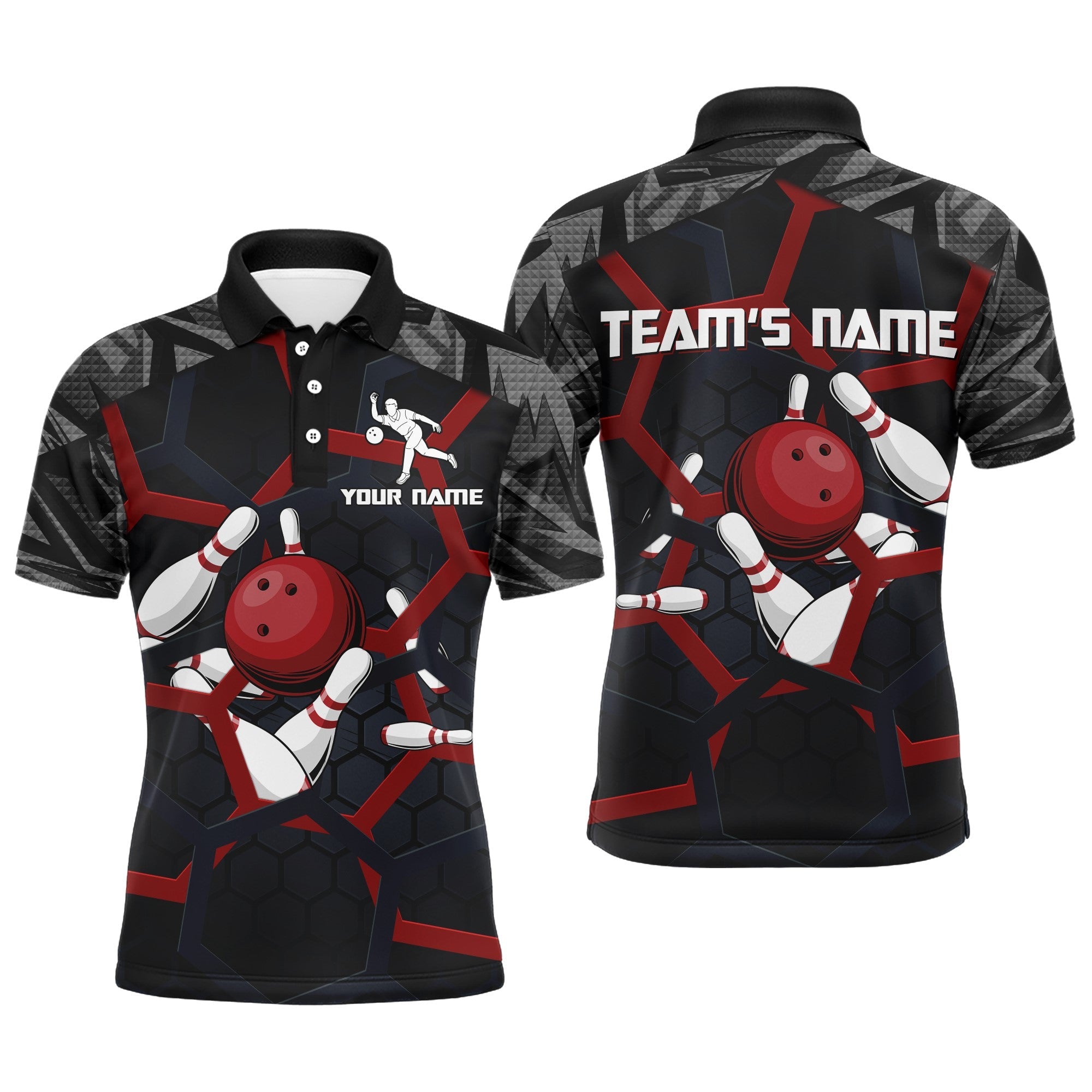 Men's Camo Bowling Polo Shirt B196