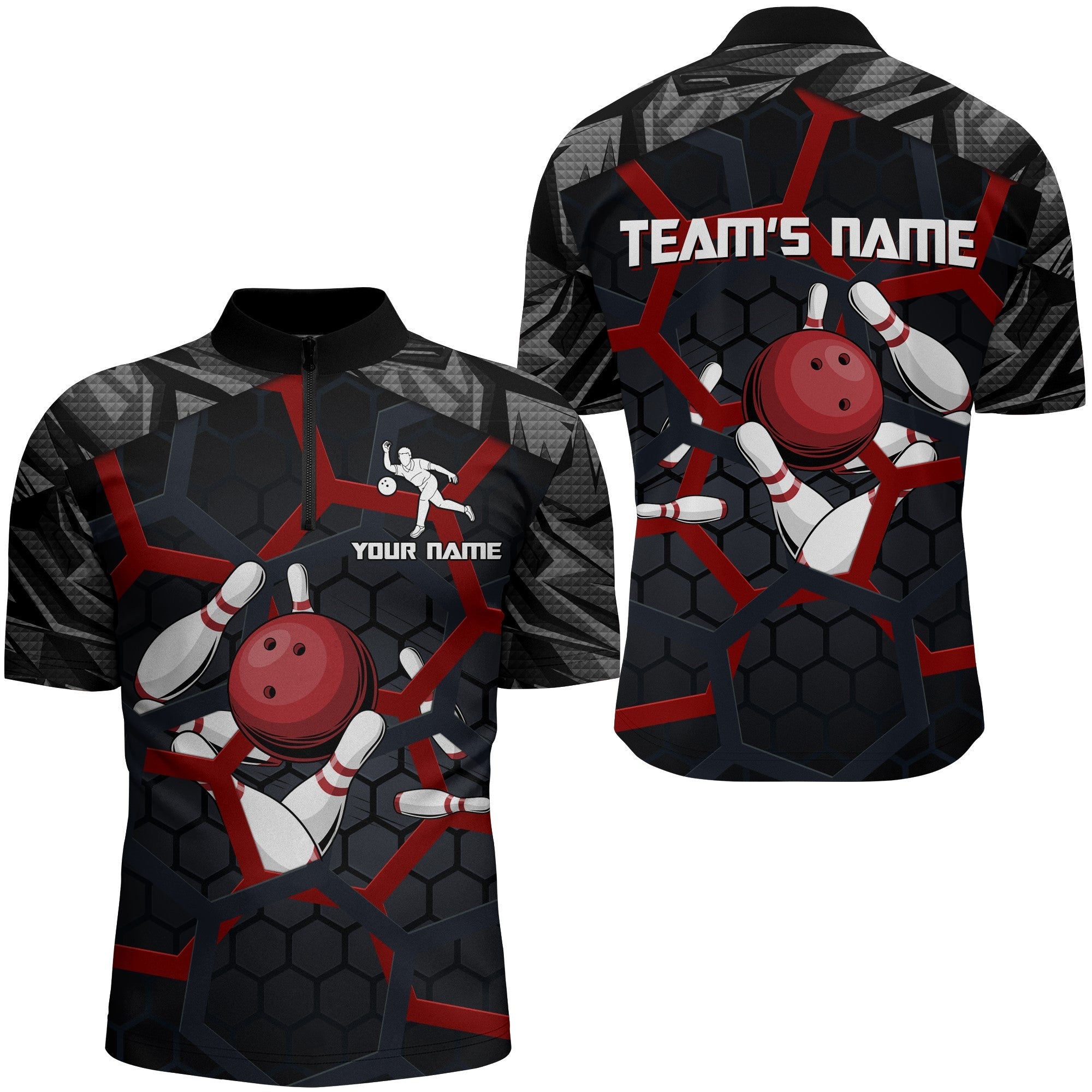 Men's Camo Bowling Quarter-Zip Jersey B198