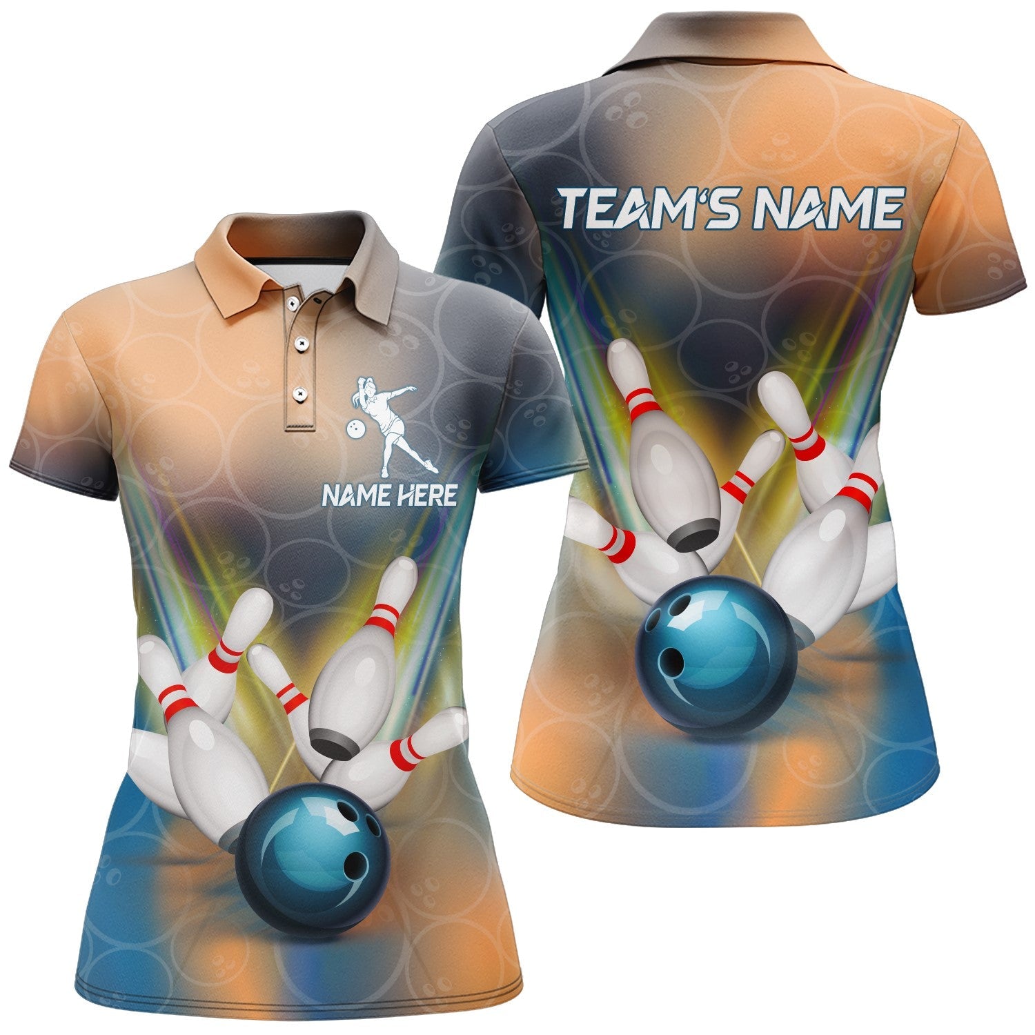 Custom 3D Bowling Polo Shirt for Women B205