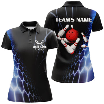 Women's Vintage Black Bowling Polo Shirt B213