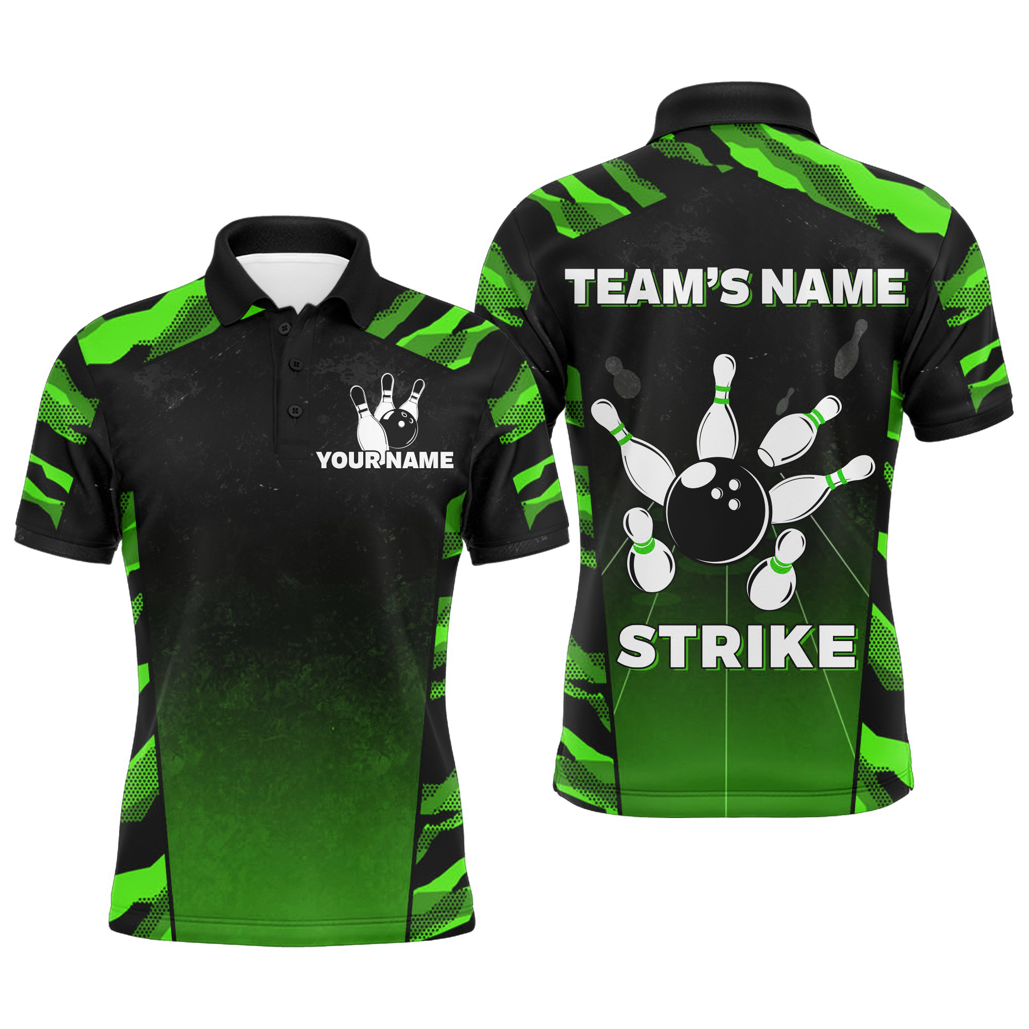 Camo Bowling Polo Shirt for Men B328