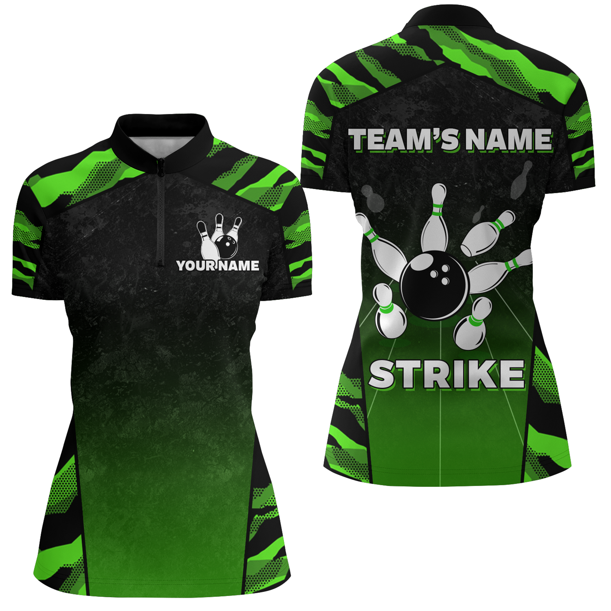 Camo Bowling Quarter-Zip Shirt for Women - Strike Team Jersey B328