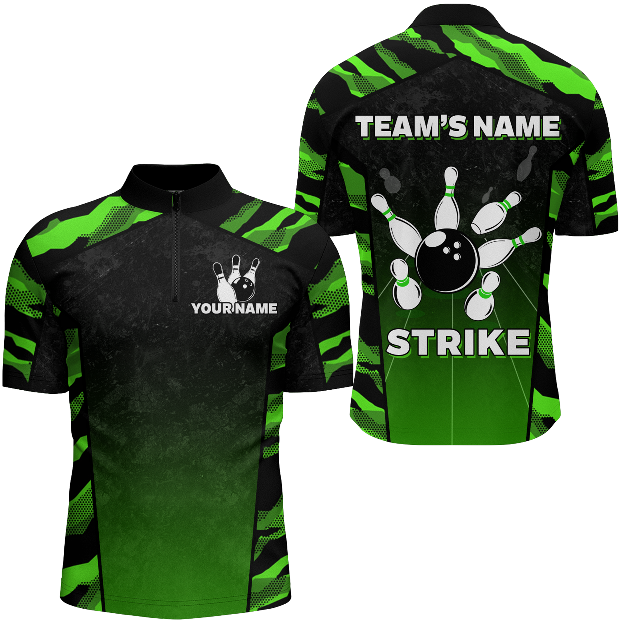 Camo Bowling Quarter-Zip Shirt for Men - Strike Team Jersey B328