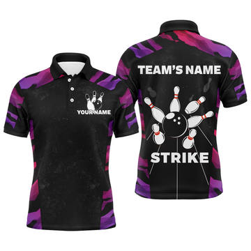 Red & Purple Custom Bowling Polo Shirts for Men & Women B448