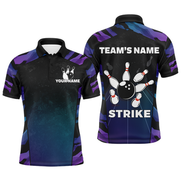 Personalised Blue & Purple Bowling Polo Shirt for Men & Women B449