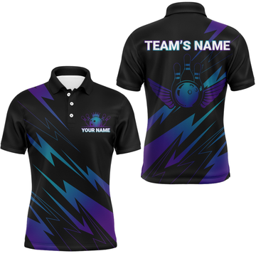 Custom Blue & Purple Bowling Polo Shirt for Men/Women B451