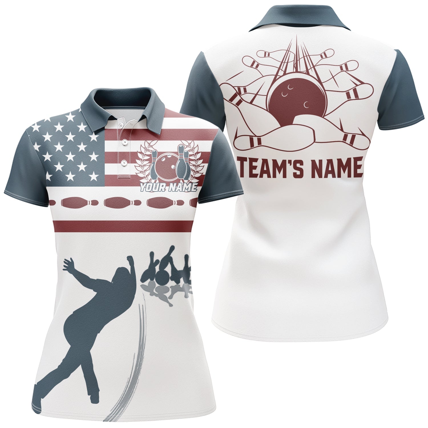 Women's Navy Bowling Polo Shirt B275