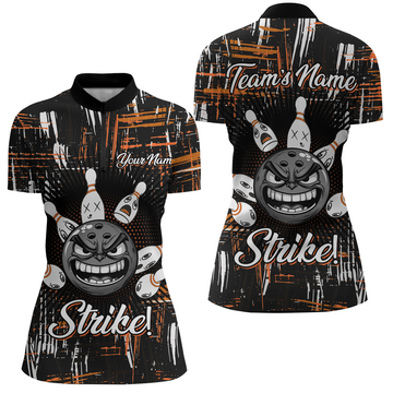 Women's Custom Funny Bowling Quarter-Zip Jersey B322