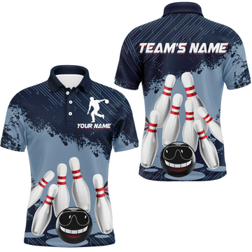 Custom Navy Bowling Polo Shirt for Men B332
