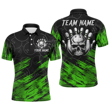 Green Skull Bowling Polo Shirt for Men & Women B470