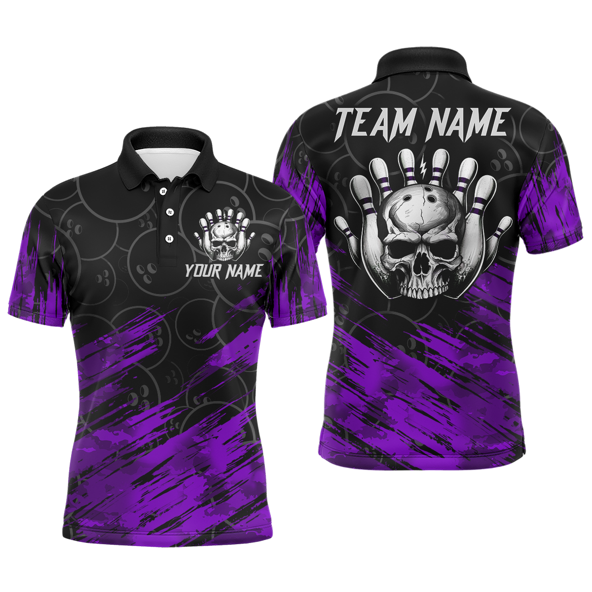 Purple Skull Bowling Polo Shirt for Men & Women B470