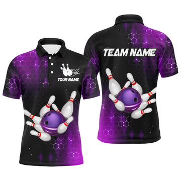 Personalised Purple Bowling Polo Shirt for Men and Women B488