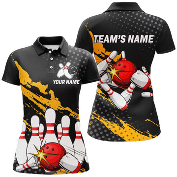 Women's Black Bowling Team Polo Shirt B229